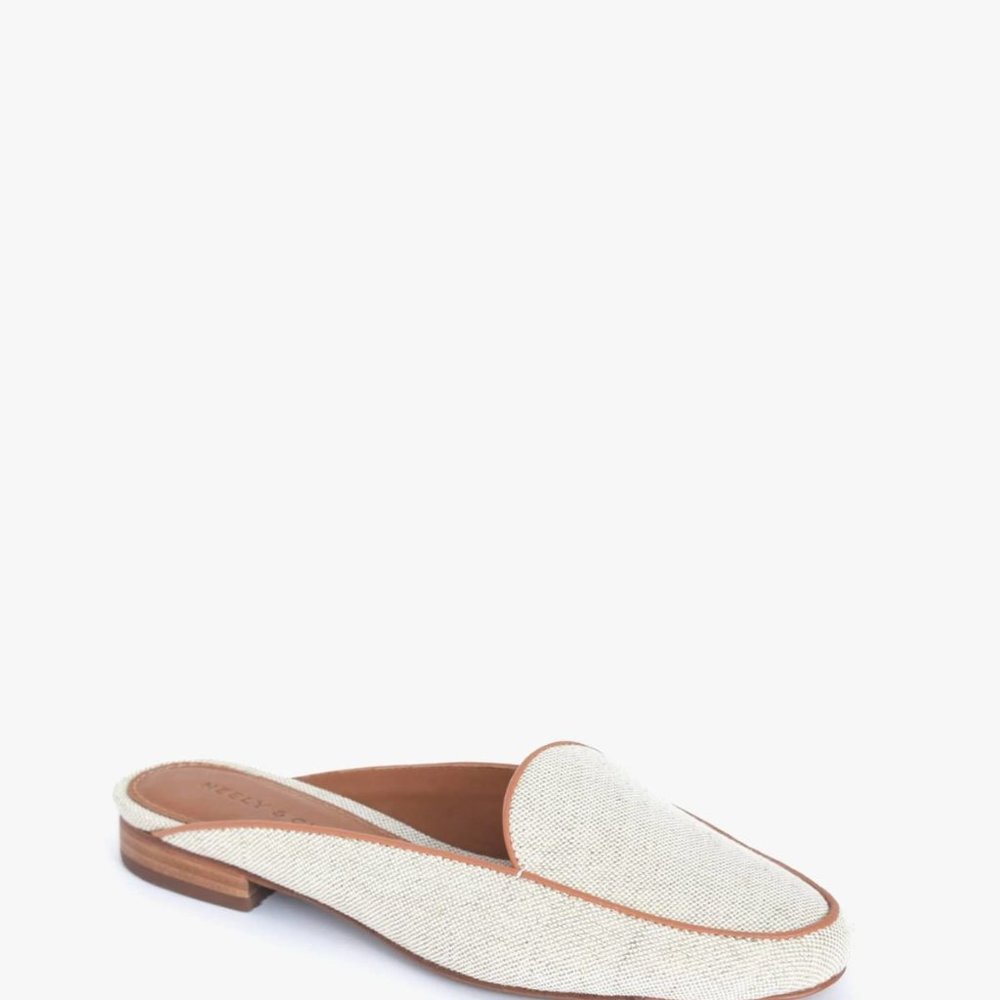 Neely & Chloe Linen Slides - Size 8